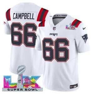Mens or Youths Choose Will Campbell White Super Bowl LX Jersey Vapor Stitched